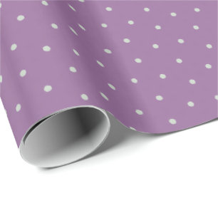 Grey Polka Dots on Purple Background Wrapping Paper