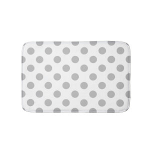 Grey polka dots on white bath mat