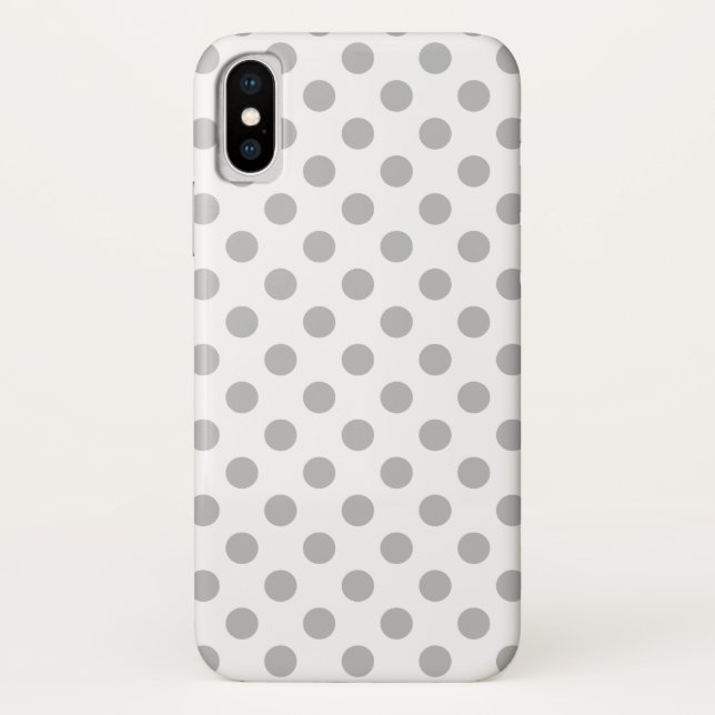 Grey polka dots on white Case-Mate iPhone case (Back)