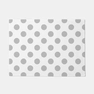 Grey polka dots on white doormat