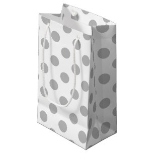 Grey polka dots on white small gift bag
