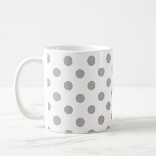 Grey Polka Dots Pattern on White Background  Coffee Mug