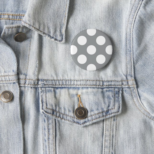 Grey Polka Dots, Polka Dot Pattern, Dots, Dotted 6 Cm Round Badge (In Situ)