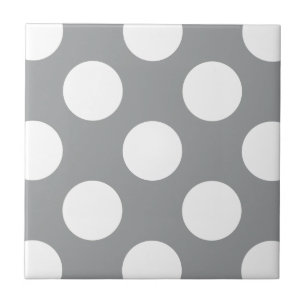 Grey Polka Dots, Polka Dot Pattern, Dots, Dotted Ceramic Tile