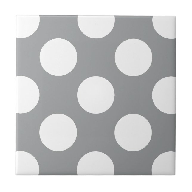 Grey Polka Dots, Polka Dot Pattern, Dots, Dotted Ceramic Tile (Front)