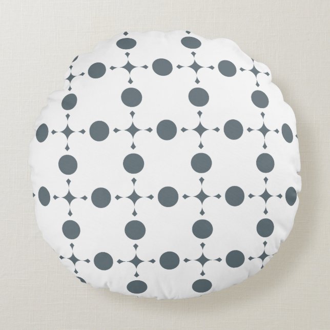 Grey Polka Dots, Polka Dot Pattern, Dots, Dotted Round Cushion (Front)