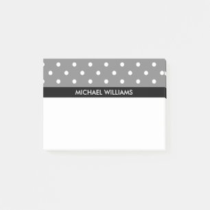 Grey Polka Dots with Black Stripes Post-it Notes