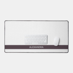Grey Polka Dots with Dusty Plum Purple Band Desk Mat