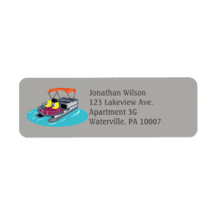 Grey Pontoon Boat Return Address Labels