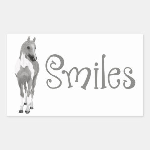 Grey Pony Thinking of you Smiles Hello Horse Rectangular Sticker