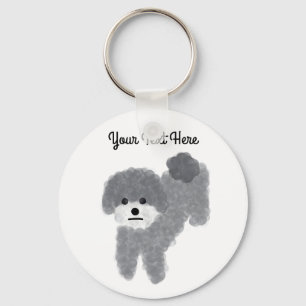 Grey Poodle #2 Keychain 