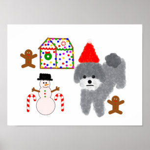 Grey Poodle Christmas #1-2 Poster