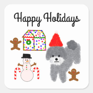 Grey Poodle Christmas #1-2 Stickers