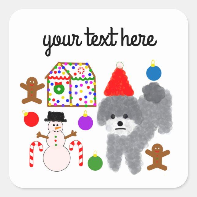 Grey Poodle Christmas #2-3 Stickers (Front)