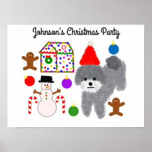 Grey Poodle Christmas #2 Poster