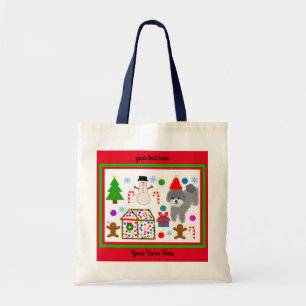 Grey Poodle Christmas #3-2 Tote Bag