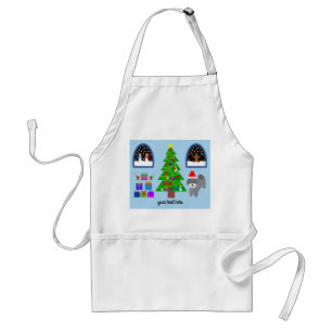 Grey Poodle Christmas #4 Apron