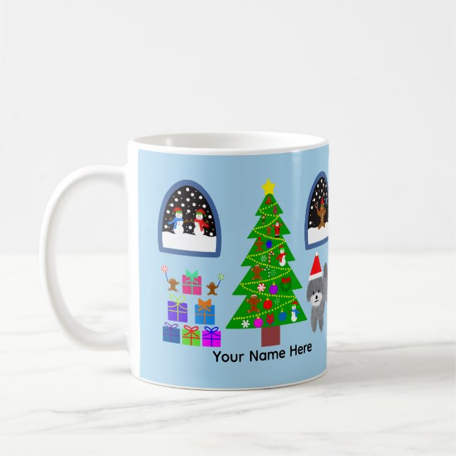 Grey Poodle Christmas #4 Mug (Left)
