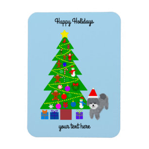Grey Poodle Christmas #5 Magnet