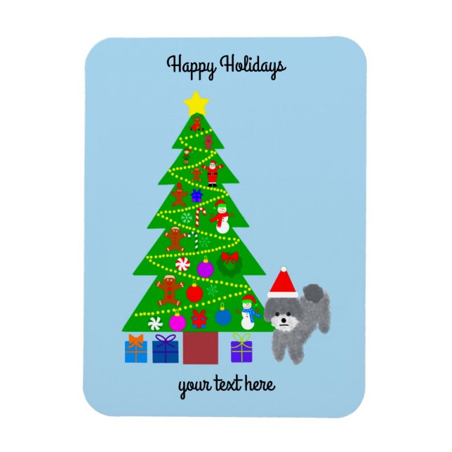 Grey Poodle Christmas #5 Magnet (Vertical)
