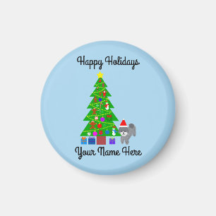 Grey Poodle Christmas #5 Round Magnet