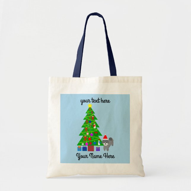 Grey Poodle Christmas #5 Tote Bag (Front)