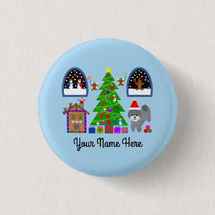 Grey Poodle Christmas #6 Button