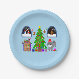 Grey Poodle Christmas #6 Paper Plates