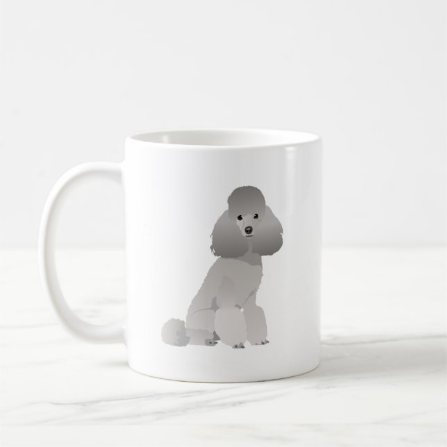 Grey Poodle Dog Coffee Mug (Left)