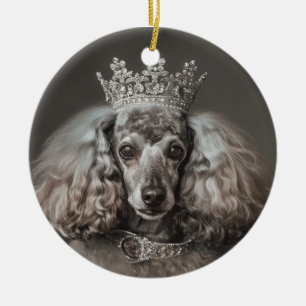 Grey Poodle Dressed as a Princess Ceramic Ornament