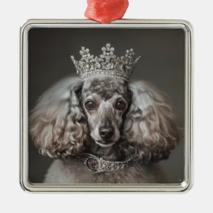 Grey Poodle Dressed as a Princess Metal Ornament