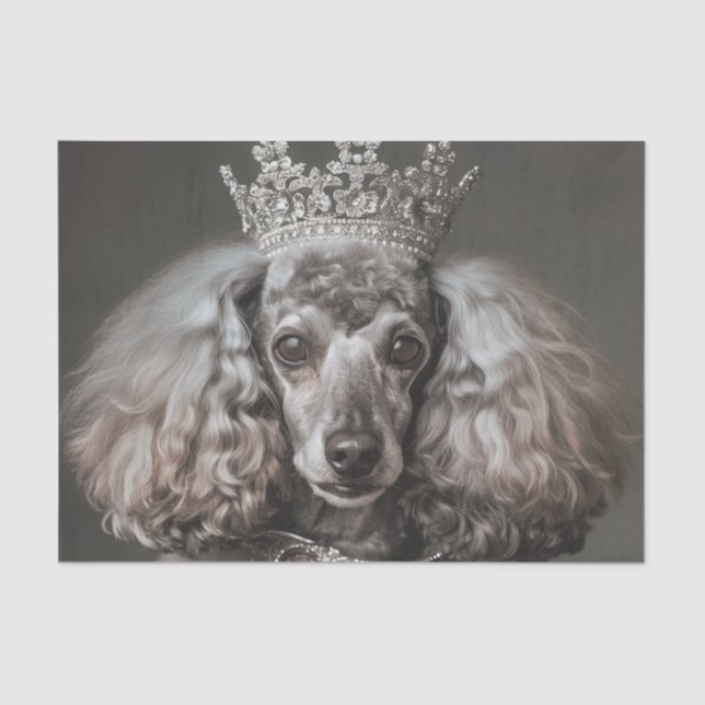 Grey Poodle Dressed as a Princess Tissue Paper (Front)