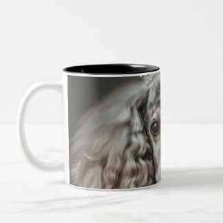 Grey Poodle Dressed as a Princess Two-Tone Coffee Mug