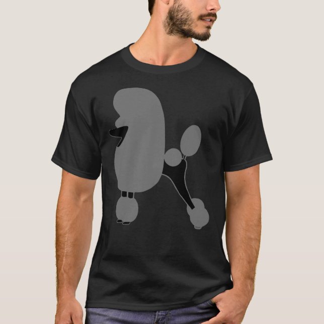 Grey Poodle In Show Clip French Poodle Of A Silver T-Shirt (Front)