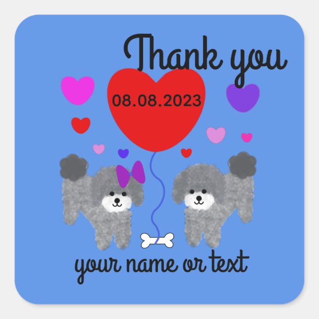 Grey Poodle Valentine #1-2 Stickers (Front)