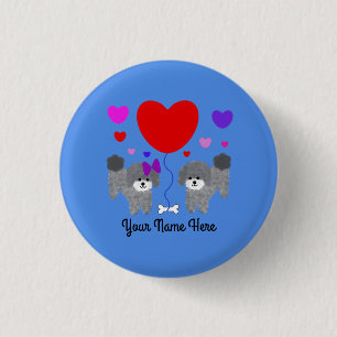 Grey Poodle Valentine #1 Button