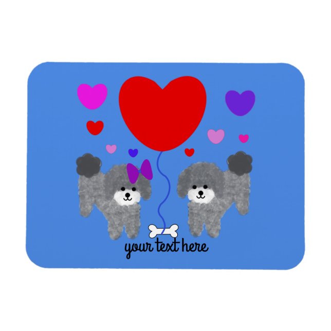 Grey Poodle Valentine #1 Magnet (Horizontal)