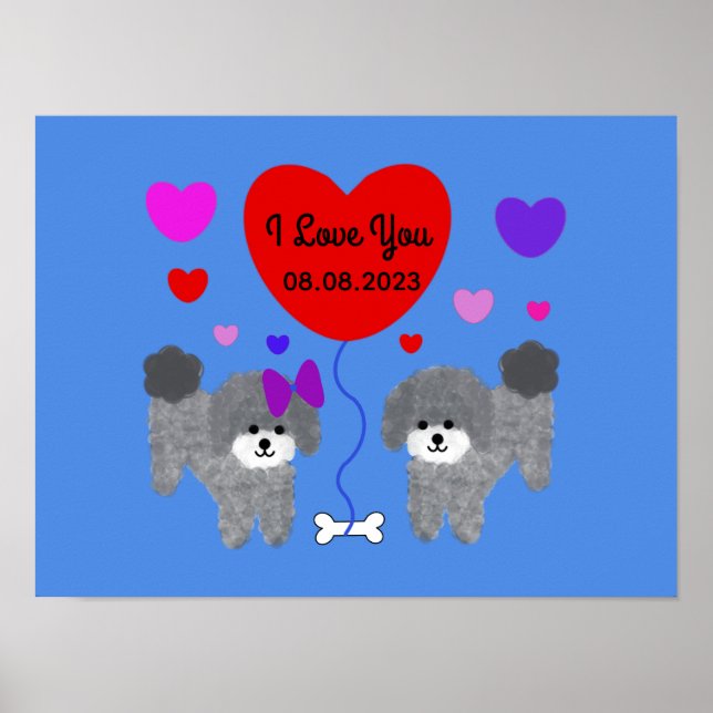Grey Poodle Valentine #1 Poster (Front)
