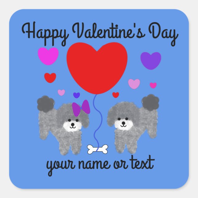 Grey Poodle Valentine #1 Stickers (Front)