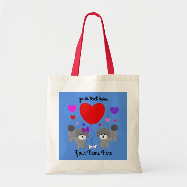 Grey Poodle Valentine #1 Tote Bag (Front)