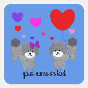 Grey Poodle Valentine #2-3 Stickers