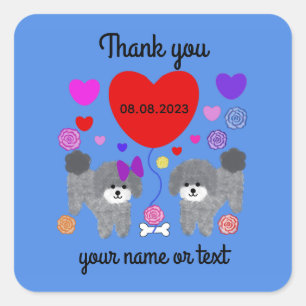 Grey Poodle Valentine #3-2 Stickers