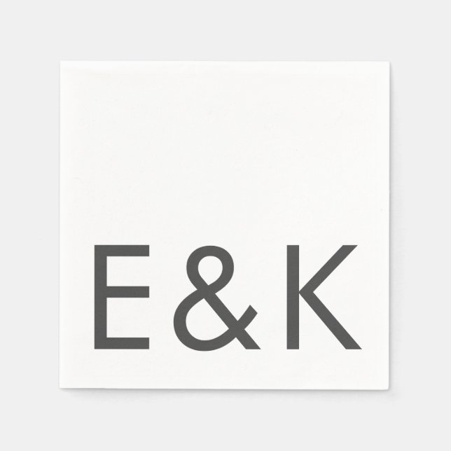  Grey Premium Ultimate Modern Monogram Bold Fun Napkin (Front)