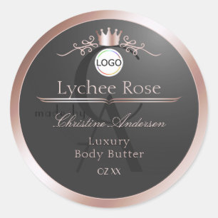 Grey Product Label Rose Gold Frame Logo Monogram
