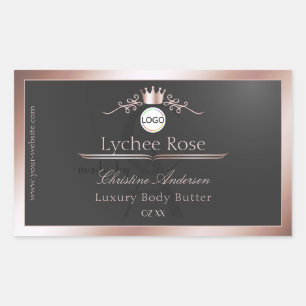 Grey Product Label Rose Gold Frame Logo Monogram