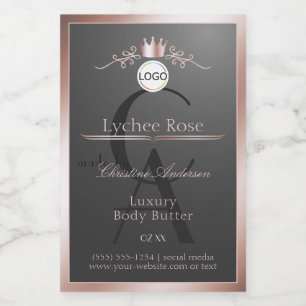Grey Product Label Rose Gold Frame Logo Monogram