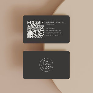 Grey Professional Generic Company Logo QR Code Business Card
