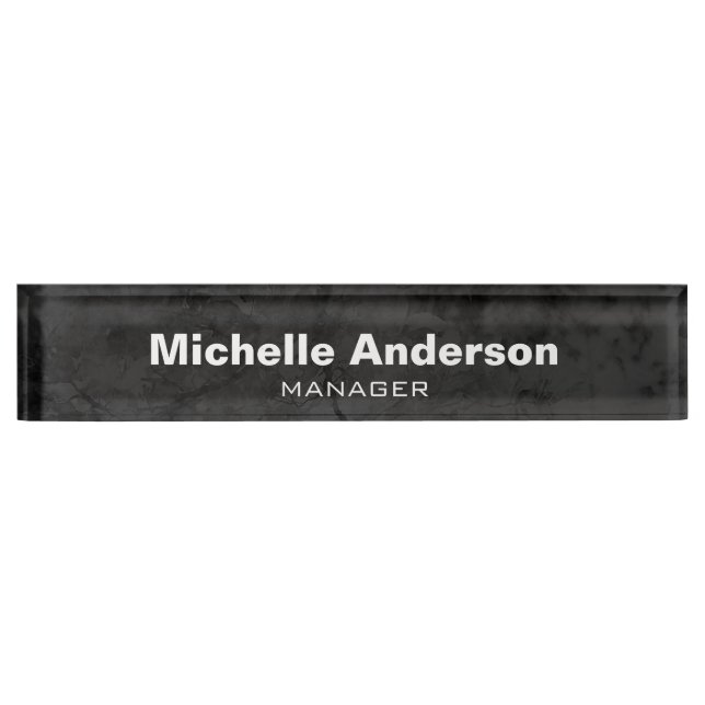 Grey Professional Manager Modern Plain Nameplate (Front)