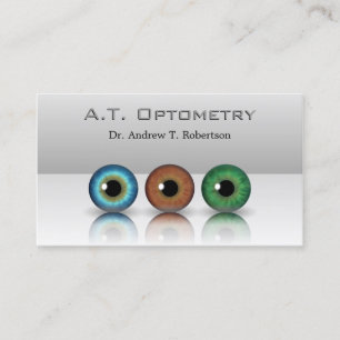 Grey Professional Optometrist Eyeballs Optometry Business Card