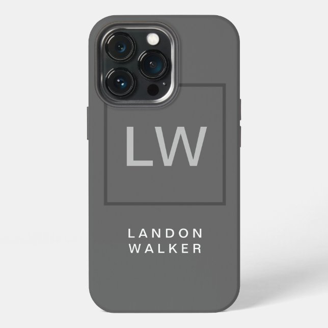 Grey professional simple modern initials monogram iPhone case (Back)